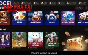 Đa dạng trò chơi cá cược hấp dẫn nhất tại soc88